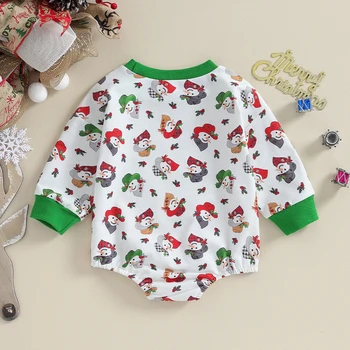Naujagimio kalėdinė apranga Laiškas Spausdinti Romper ilgomis rankovėmis Laisvas Fit Kūdikių rudens žieminiai džemperiai