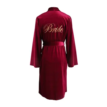 siuvinėtojas nuotaka chalatas moterų vestuvinė suknelė šiltas aksominis chalatas seksualus chemise miego drabužiai žiema ruduo pamergė Kimono naktiniai marškiniai