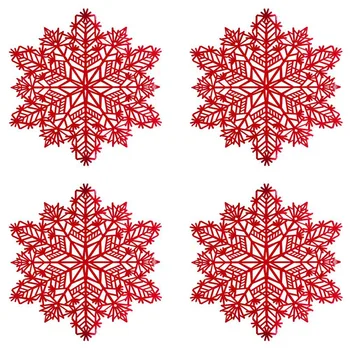 Snaigės vietos kilimėliai Dekoracijos Raudona snaigė Stalo kilimėliai Virtuvės stalo kilimėliai Kalėdų šventėms Vestuvių dekoratyvinis A 15X15inch