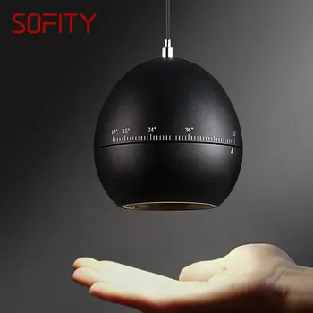 SOFITY Moderni juoda pakabinama lempa LED reguliuojamas židinio nuotolis Kūrybinio dizaino naktinė pakabinama lemputė namų miegamajame