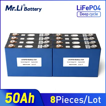 Mr.Li 3.2v 50Ah LifePo4 baterija 8PCS prizminės baterijos 12V 24V saulės keitikliui Elektromobilis Autobusas Golfo krepšelis