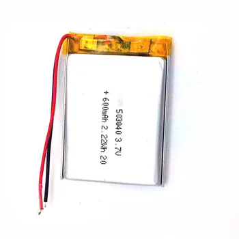 Įkraunama 2Vs 3.7V 600mAh 503040 ličio polimerų jonų baterija GPS MP4 įkrovimui Lobis Maitinimo kamera 