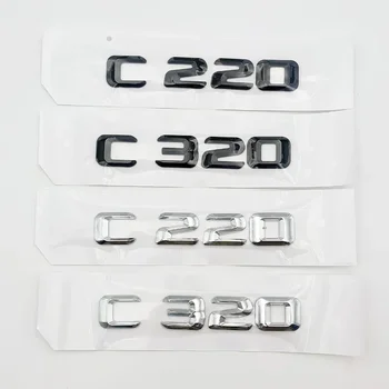 Lipnios 3D chromo automobilių raidės Mercedes Benz C220 W203 W204 C320 W205 C klasės lipdukai Bagažinės emblema Ženklelis Logotipas Priedai