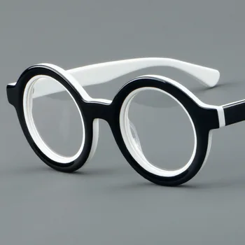 44mm apvalūs skaitymo akiniai Vyrai Moterys Vintažiniai acetato akiniai Rėmelis Vyrai Anti Mėlyna šviesa Optiniai receptiniai akiniai Gafas
