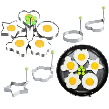 Nerūdijantis plienas 5Style keptas kiaušinis blynų formuotojas omleto pelėsių kepimo formos kiaušinių kepimo įrankiai Virtuvės aksesuarai Įtaisų žiedai