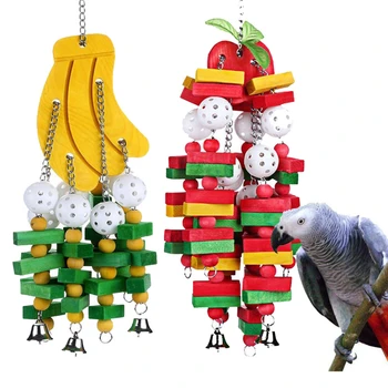 Paukščių kramtomoji žaislinė papūga Narvas Įkandimas Žaislas Naminių gyvūnėlių reikmenys Kakadu Afrikos pilkosios makaulės Didelis paukščių papūga Žaislas Natūralūs mediniai blokai