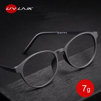 UVLAIK 2021 gryno titano akinių rėmelis Moterys Vyrai TR90 apvalaus rėmelio akiniai Itin lengvas verslas Trumparegystė Optiniai akiniai