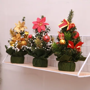 Naujas festivalio stalas Miniatiūrinis ornamentas Namų dekoravimas Mini eglutės snaigės Dirbtiniai kalėdiniai mini kedro papuošalai