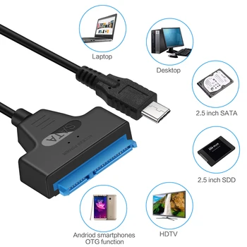 OULLX Type-C USB 3.1 Gen1 į SATA III HDD SSD adapterio kabelis 