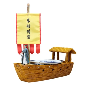 Viešbučio meninė koncepcija Sauso ledo indai Zhuge Liang žolės valtis pagal Arrow Music Žuvies patiekalas Kūrybinis suši Sashimi valčių rinkinys