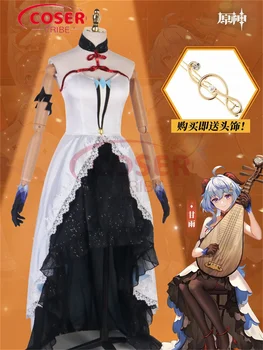 COSER TRIBE Anime žaidimas Genshin Impact Ganyu iškilminga suknelė Helovino karnavalo vaidmuo COSPlay kostiumo komplektas