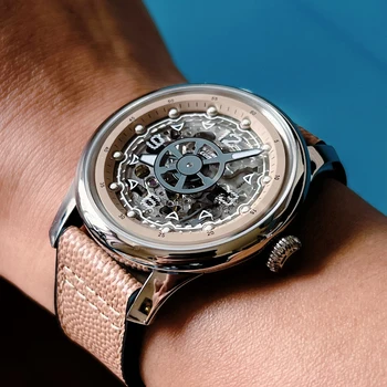 Titano skeleto laikrodis Vyrai Automatiniai savaiminio vėjo mechaniniai rankiniai laikrodžiai Prabangūs 40 mm šviečiantys laikrodžiai Vyriškas sportas Paslaptingas kodas