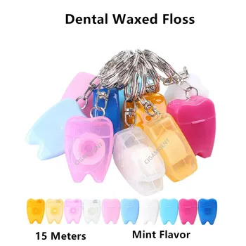 Dental Waxed Floss Flosser Teeh Cleaner Mint tarpdančių šepetėlis su raktų pakabuku Dantų valymo įrankis Burnos priežiūra