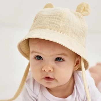 Nauja pavasario vasaros kūdikių skrybėlė Vaikai lauke Triušio ausies paplūdimio kepurės Berniukas Mergaitė Panamos skrybėlė Unisex paplūdimio kaušo kepurė 3-18 mėnesių