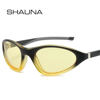 SHAUNA Retro Vyrai lauke Sportas Spalvingi veidrodiniai akiniai nuo saulės Mada Katės akys Moterys Atspalviai UV400 Y2K Punk Ovalūs vairavimo akiniai