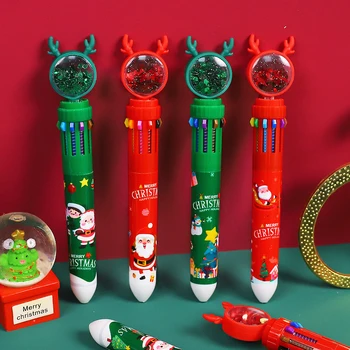 Spalvingi rašaliniai tušinukai Kalėdiniai blizgučiai 10 spalvų geliniai rašikliai 