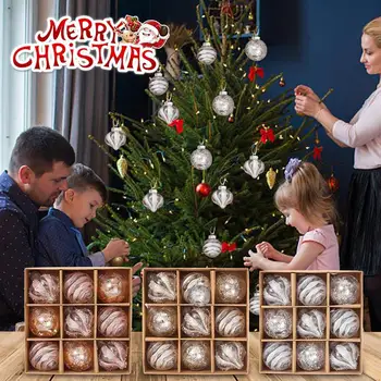9vnt Kalėdinių kamuoliukų papuošalų rinkinys 3.15inch pakabinamas kūrybinis rutulio ornamentas šventinei kalėdinio dekoro dovanai