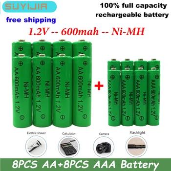 Visiškai nauja Ni-MH įkraunama baterija 1.2v AA AAA 600mAh MP3 mobiliojo telefono nuotolinio valdymo pultas LED žibintuvėlis žaislinė skaitmeninė baterija