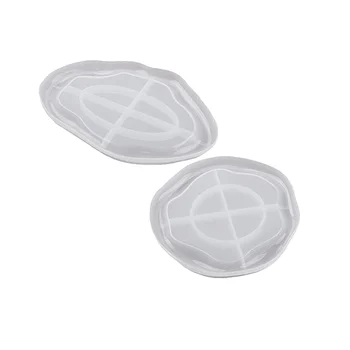2PC dėklo formos su kraštu ovalios apvalios silikoninės formos epoksidinės dervos debesies formos niekučių dėklo papuošalų indų formos