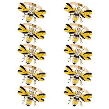 10 bičių servetėlių sagčių rinkinys Žiedo lydinio vabzdžių deimantinė sagtis popieriniai rankšluosčiai servetėlių laikiklis
