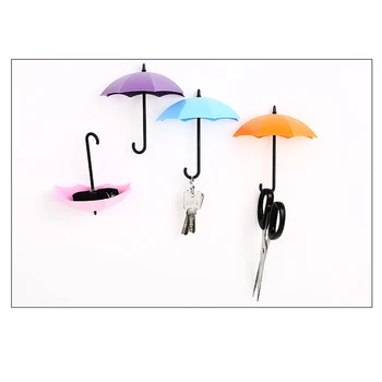 3vnt Lipnus plastikinis skėčio kabliukas vandeniui atsparus besiūlių gaminių pakabos kambario skėčių laikiklio įrankis