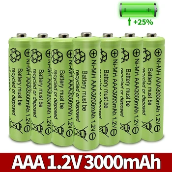 AAA 3000mAh 3A 1.2V Ni-MH geltonas įkraunamas akumuliatoriaus elementas MP3 RC Žaislų led žibintuvėlis