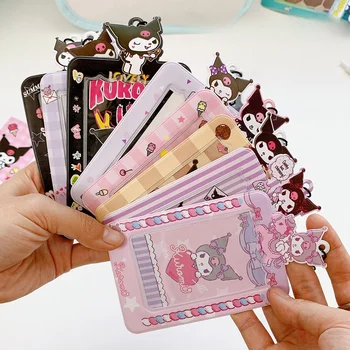 Sanrio Anime Anime kortelių dėklo raktų pakabukas Hello Kitty Pom Pom Purin Cinnamoroll My Melody Kuromi Pachacco Photo Storage Bag Kawaii Gift