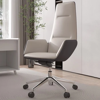 Rolling Executive Swivel Office Chair Home Leather Working Wheels Conference Foteliai Aliuminio salonas Cadeira Biuro reikmenys