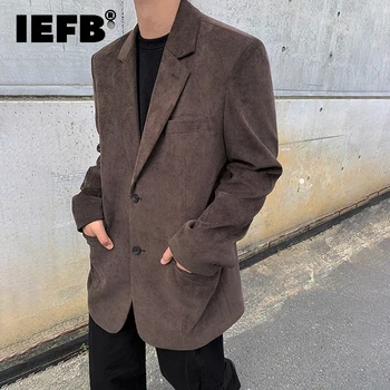 IEFB Korėjietiško stiliaus prabangūs švarkai Trend vyriškas velvetinis kostiumas Paltas Laisvas verslo laisvalaikio vilnos megztinis Gražūs gatvės drabužiai 9C1728