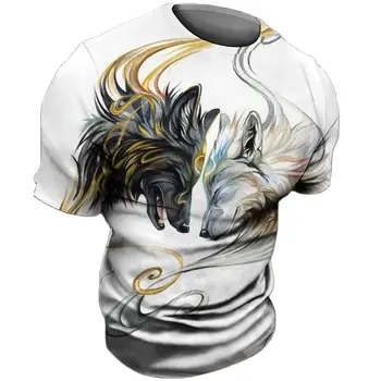2023 Vyrai Vintažinio stiliaus madingi marškinėliai 3D spausdinti marškinėliai apvaliu kaklu Laisvi trikotažai trumpomis rankovėmis Laisvi trikotažai Atsitiktiniai Populiarūs pavasario topai