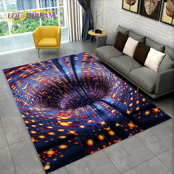 3D Sūkurio iliuzijos zonos kilimėlis, abstraktus geometrinis optinis kilimas Kilimėlis svetainei Miegamasis Sofa Durų kilimėlis Dekoras Neslidus grindų kilimėlis
