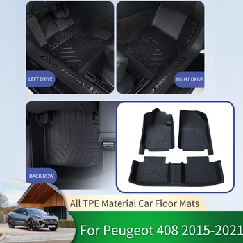 TPE Auto vandeniui atsparūs neslystantys grindų kilimėliai Pilnas erdvinis apsauginis įdėklas Kojų pagalvėlės Kilimas Peugeot 408 I T7 2011 ~ 2021 2019 2020