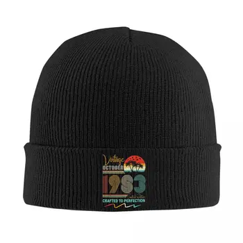 Derlius, pagamintas 1983 m. Megzta skrybėlė Moterų vyrų kaukolės Beanies Žieminės skrybėlės 40-ojo gimtadienio hiphopo kepurė