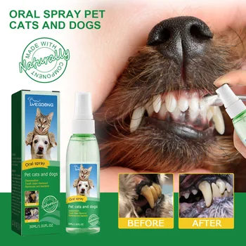 Dantų purškimas naminiams gyvūnėliams Šunų dantų purškimas sveikiems šunų dantims 30ml šunų dantų valymo purškiklis pašalina blogą burnos kvapą balina dantis