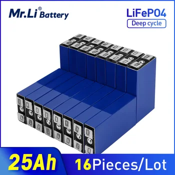 Mr.Li 3.2V 25Ah lifepo4 akumuliatoriaus elementas 16vnt įkraunama baterija Naudojamas saulės ups mažo greičio elektromobiliuose ES JAV TAX FREE