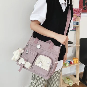 Japoniško stiliaus mokykliniai krepšiai paauglėms mergaitėms Preppy Tote krepšys Nailono krepšys Moterų krepšys per petį Mochila Feminina Bagpack Sac