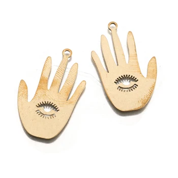 Pure Raw Brass Hand Palm All Seeing Turkish Eye Charms Pendant for Diy Handmade Mystical Jewelry Wicca auskarai Vėrinių gamyba