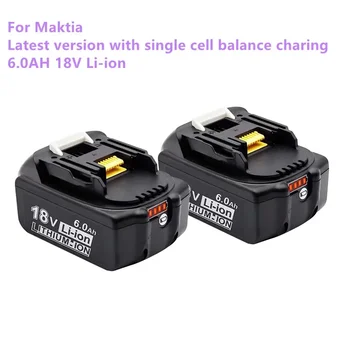100% Originali Makita 18V 6000mAh įkraunama elektrinių įrankių baterija su LED ličio jonų keitimu LXT BL1860B BL1860 BL1850 BL 1830
