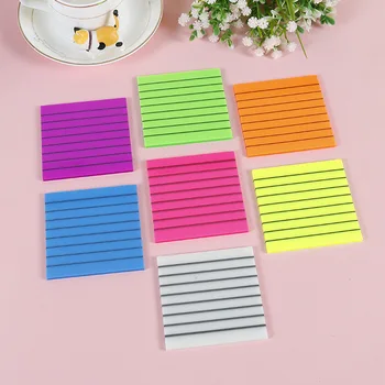 Lined Transparent Sticky Sheet Memo Pads Fluorescent Color Waterproof Creative Clear Notes Lipdukų popierius Simple School Stationery