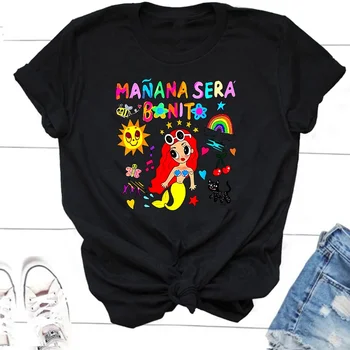 Manana Sera Bonito marškinėliai Moteris trumpomis rankovėmis Karol G Atributika Muzika Rytoj bus gražūs marškinėliai Madingi 