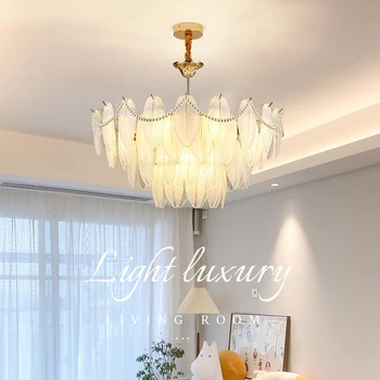 prancūziškas krištolo led šviestuvas Dizaineris Auksas Prabangi svetainė Pakabinami šviestuvai Paprastas modernus miegamojo kambario apšvietimas
