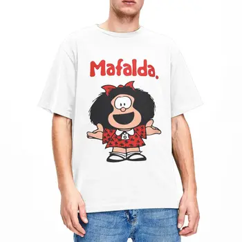 Vyrai Moterų Mafaldos animacinis raštas Marškinėliai Komiksas Gryna medvilnė Trumpomis rankovėmis Apvalios apykaklės marškinėliai Gimtadienio dovana Marškiniai