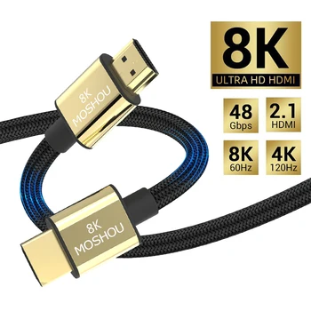 HDMI 2.1 kabelis 8K 60Hz 4K 120Hz 48Gbps eARC HDR vaizdo laidas stiprintuvo televizoriui PS4 PS5 RTX3080 NS projektorius didelės raiškos